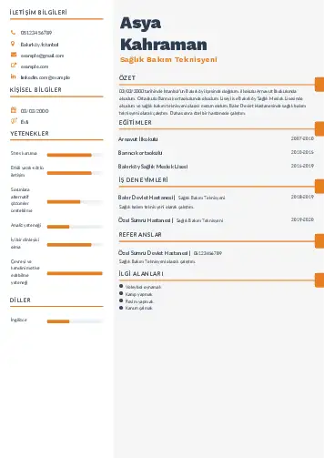 Sağlık Çalışanı Cv Örnekleri cv indir